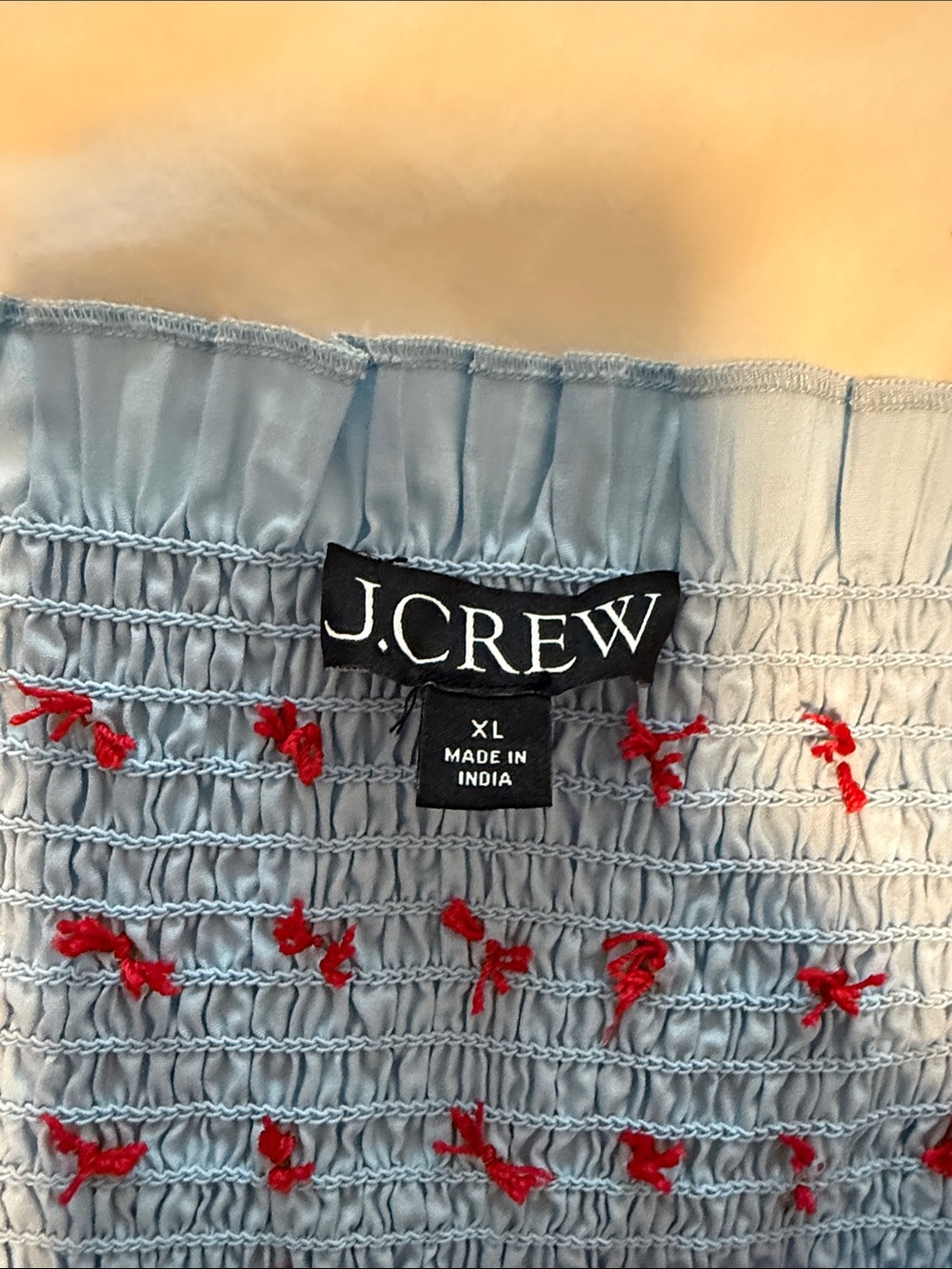 NWOT J. Crew Light Blue & Red Catania Crinkled Maxi Dress, size XL - Picture 5 of 7